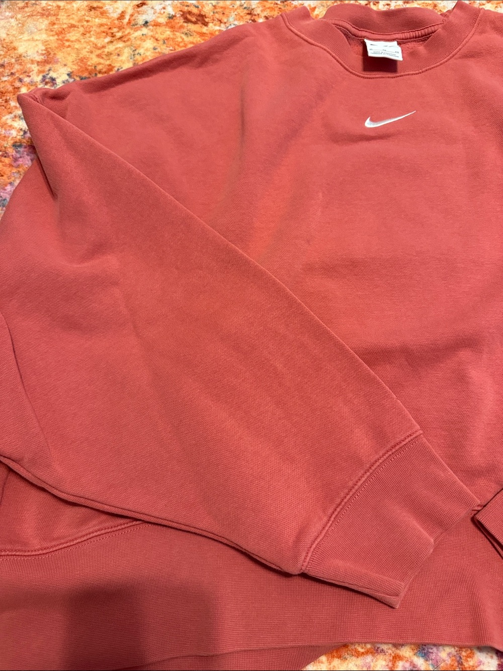 Nike Rust Cropped Crew Sweatshirt with Embroidered Swoosh - Picture 3 of 3
